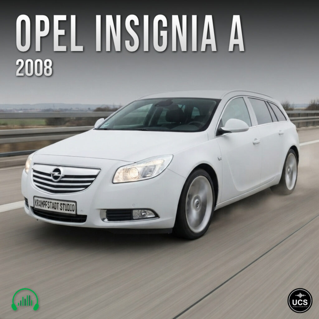 White Opel Insignia A 2008 large family car drives along a highway.